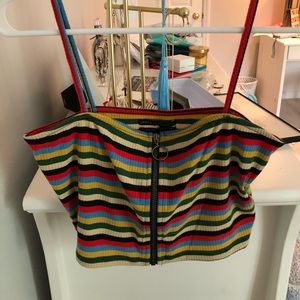 Striped Crop Top with Zipper